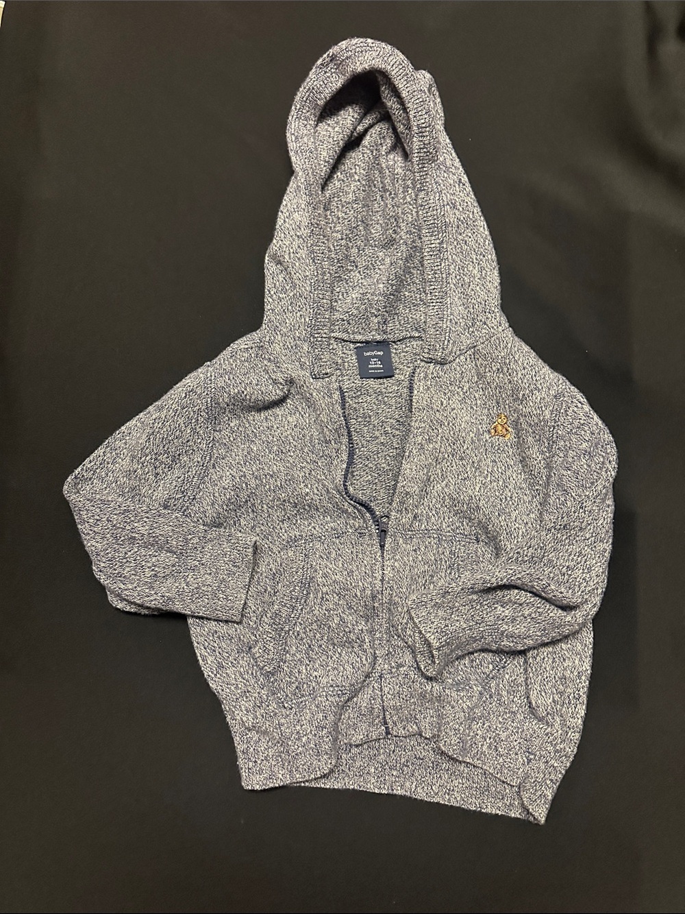 GAP Heathered Navy Zip Hoodie Sweater- Baby Gap